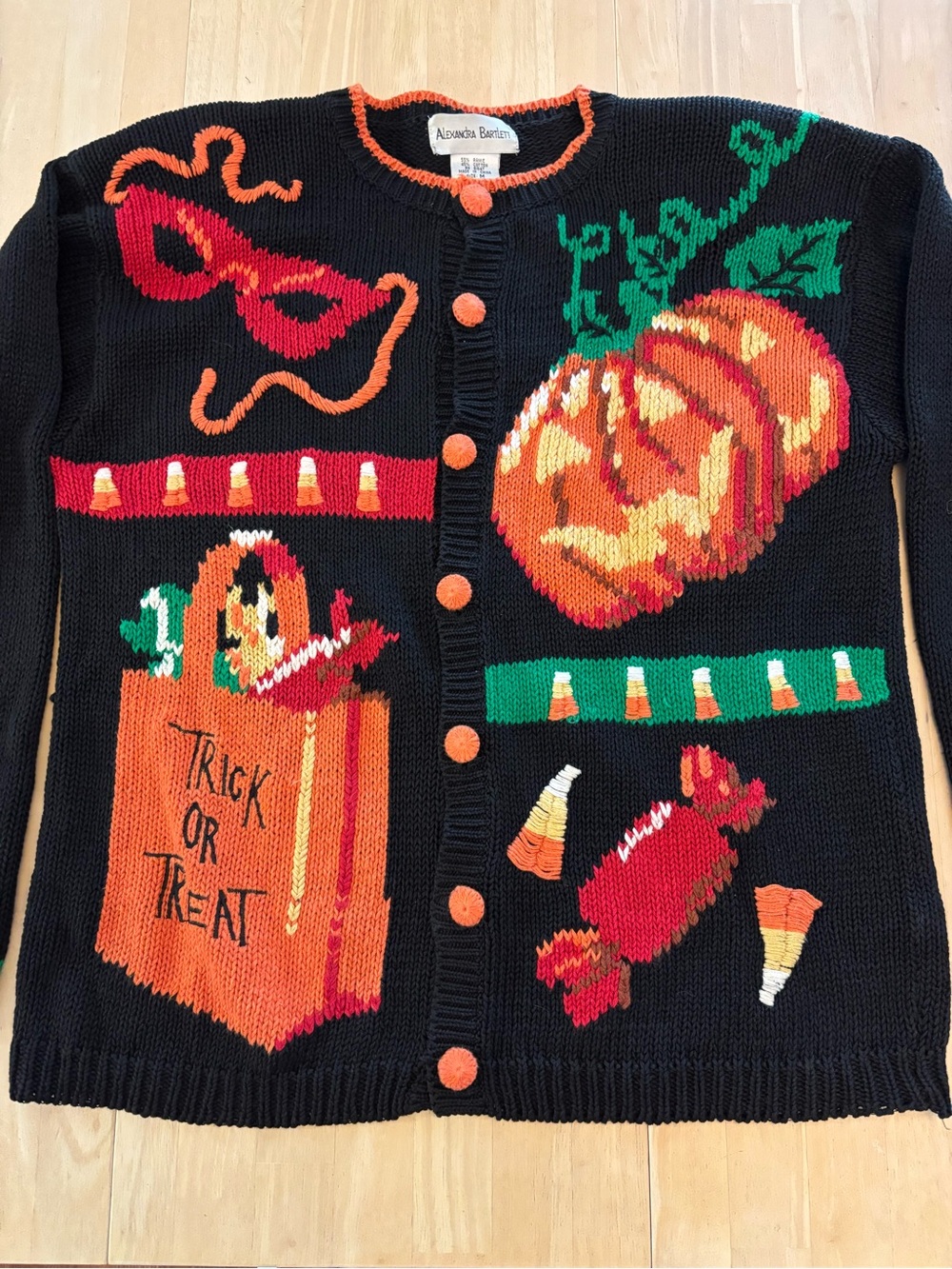 Vintage Alexandra Bartlett Halloween Knit Cardigan size M